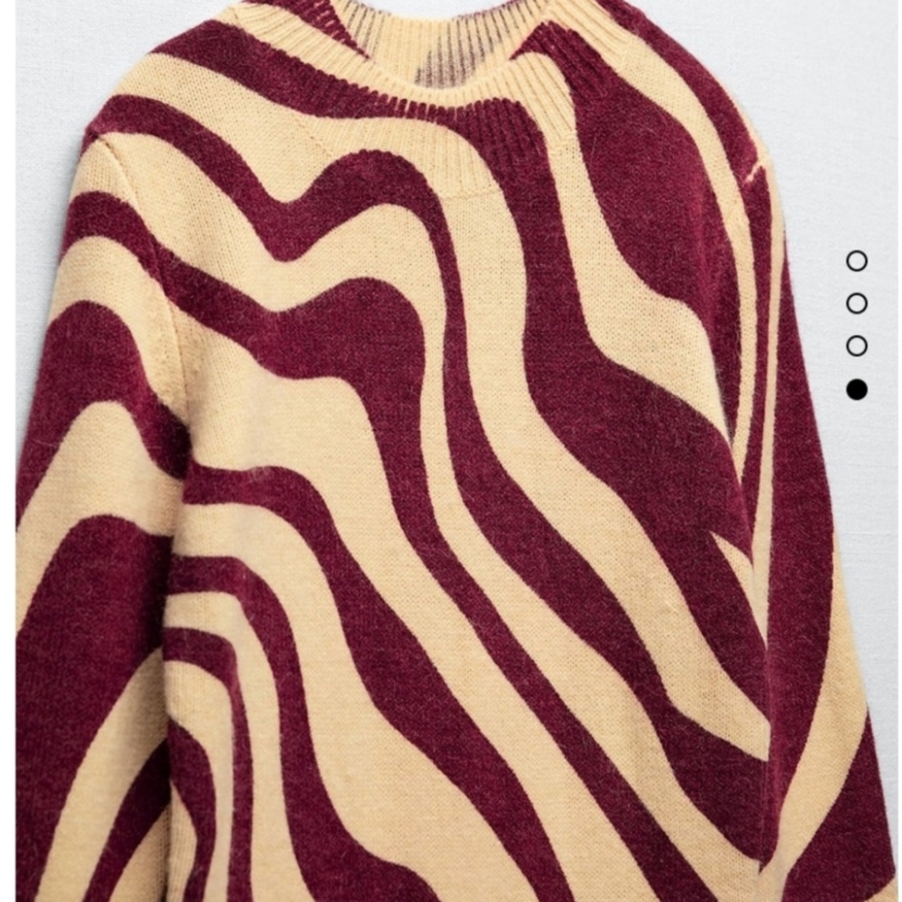 Zara Zebra Striped Jacquard Wool Blend Sweater Dress Perfect For Fall!! - Picture 12 of 16